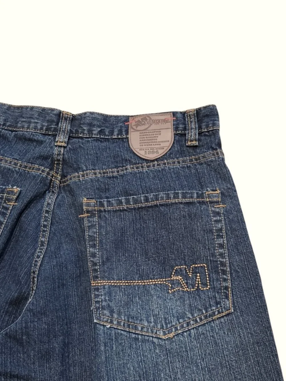 MECCA USA SZ 34 Men's Vintage 90s Y2K Baggy Wide Leg Denim Blue Jean Shorts